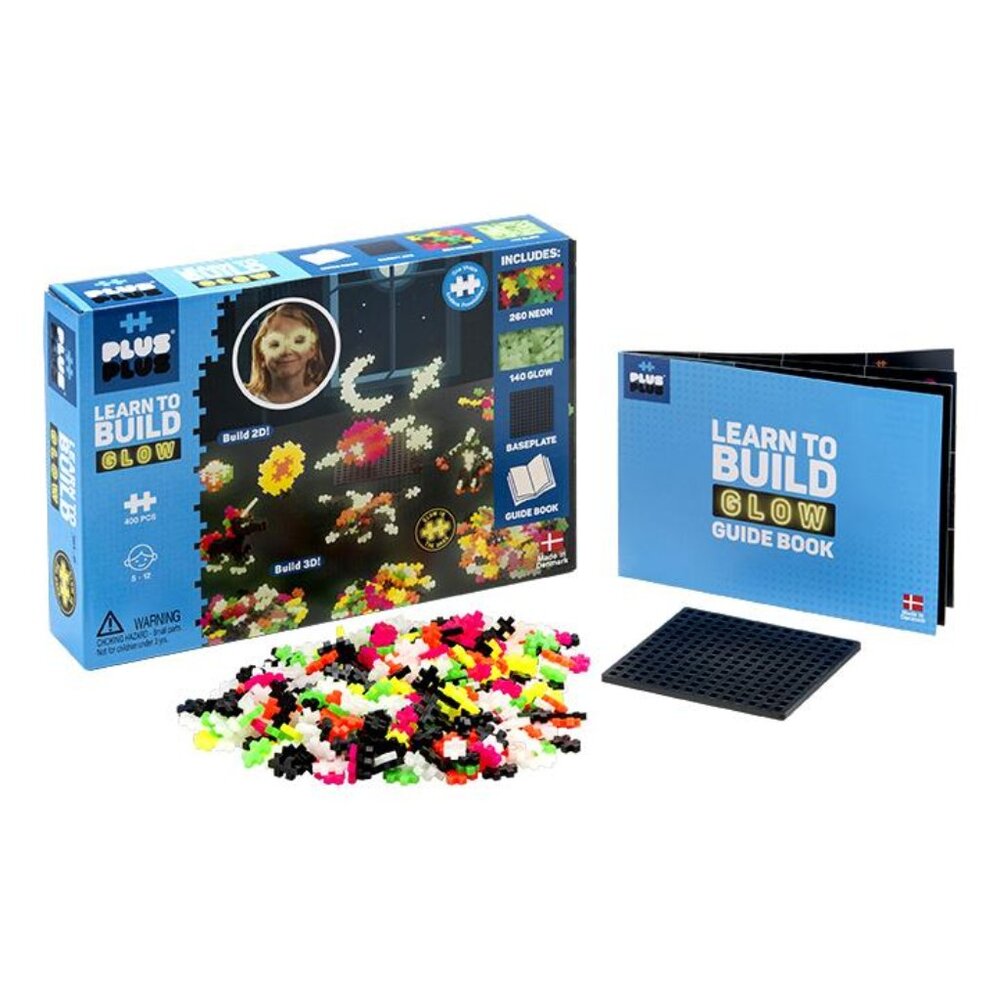 Plus Plus - Learn to Build Set Glow in The Dark - 400 Pieces Age 5